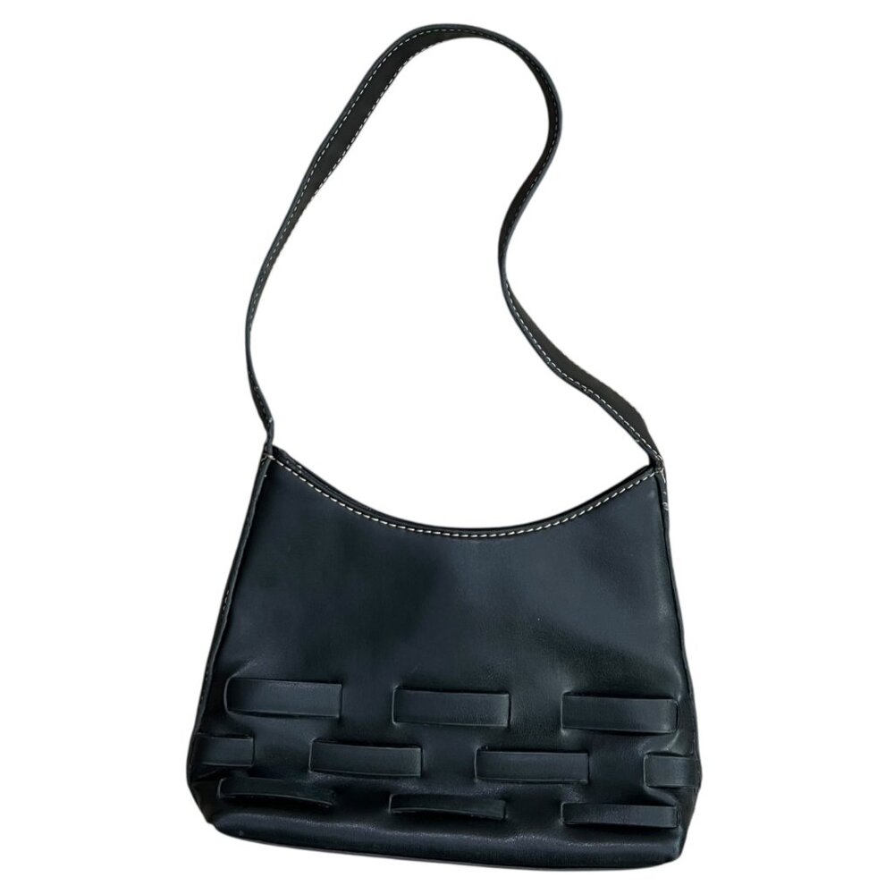 Vintage Nine West Faux‎ Leather Mini Shoulder Bag Black 90s Y2K Minimalist